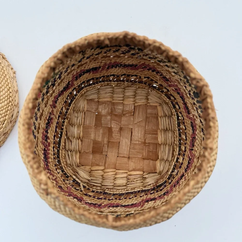 Vtg Nootka/ Makah Domed Lidded Native American Basket Northwest Coast 6.5